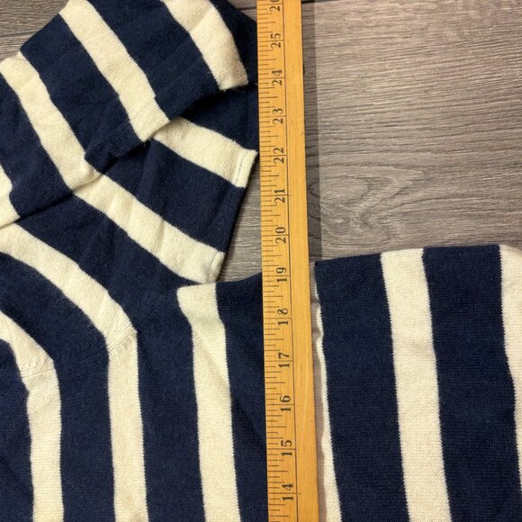 Nordstorm Signature 100% Cashmere Peplum Sweater Nautical Blue stripe Large - Picture 6 of 8